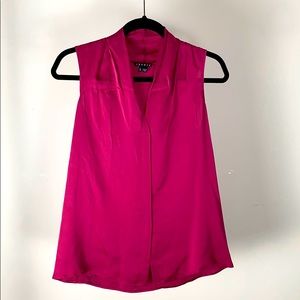 Theory silk sleeveless blouse, deep rose